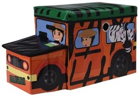 Cutie depozitare cu șezut Safari bus portocaliu,pentru copii, 55 x 26 x 31 cm