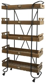 Etajera din lemn reciclat si metal, cu 5 rafturi