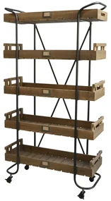 Etajera din lemn reciclat si metal, cu 5 rafturi