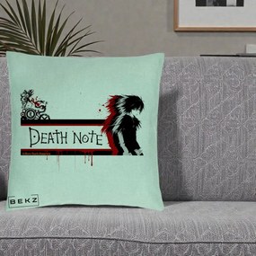 Perna Personalizata Death Note L Lawliet Rosu-Negru, 40x40 cm, Verde Menta, Husa Detasabila, Perna Inclusa, BEKZ®