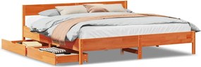 vidaXL Cadru pat fără saltea, maro ceruit, 160x200 cm, lemn masiv pin