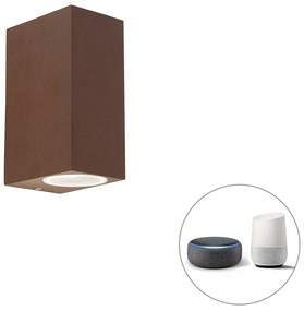 Lampă de perete inteligentă maro ruginiu IP44 incl. 2 GU10 Wifi - Baleno