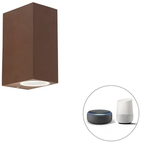 Lampă de perete inteligentă maro ruginiu IP44 incl. 2 GU10 Wifi - Baleno