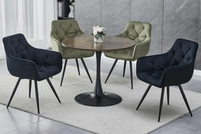 Masa rotunda Amadeo II nuc/negru mat - d90 x h76 cm