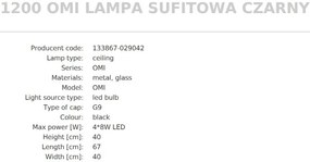 Lustra Moderna, 4 Surse de Lumina, G9, Negru, Omi