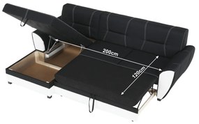 Colţar, piele ecologică albă/material textil negru, model stânga, MARUTI