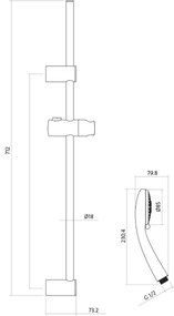 Set de duș cu baterie + baterie de lavoar Cersanit S952-004 MILLE crom lucios