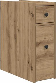 vidaXL Dulap de baie îngust cu roți, stejar artizanal, lemn prelucrat