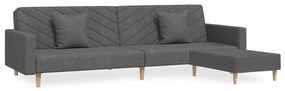 3081820 vidaXL Canapea pat cu 2 locuri, cu 2 perne&taburet, gri închis, textil