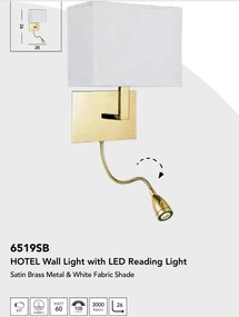 Aplica de perete cu reader LED ideala dormitor Hotel alama satinata