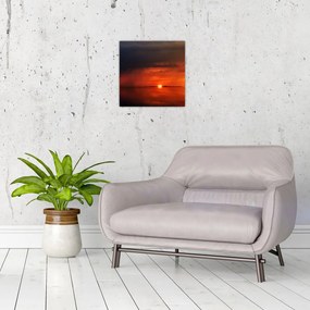 Tabloul apusului de soare cu barca (30x30 cm)