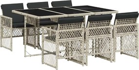 vidaXL Set mobilier de grădină cu perne, 7 piese gri deschis poliratan