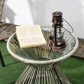 Outsunny Salon de grădină din ratan PE 3 piese cadru din oțel 2 fotolii + 1 masă de cafea rotundă perne incluse | Aosom Romania