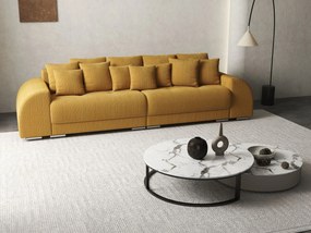 Canapea extensibilă dumonde cu 2 lăzi de depozitare si sezut confortabil din spuma high-density, Verona Zoom Mustar 310x100 cm