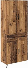 vidaXL Bufet cu sertar 2 pcs Lemn vechi Lemn tehnic și sticlă