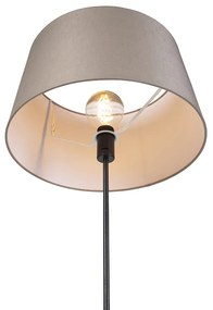 Lampă de podea neagră cu abajur din in taupe 45 cm reglabil - Parte