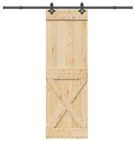 vidaXL Ușă glisantă cu set de feronerie 70x210 cm, lemn masiv de pin
