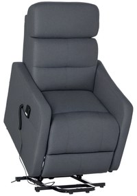 HOMCOM Fotoliu de relaxare cu functie de ridicare, inclusiv telecomanda, suport pentru picioare extensibil, 71 cm x 94 cm x 104 cm, Gri | Aosom Romania