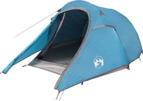 vidaXL Cort de camping pentru 3 persoane, albastru, impermeabil
