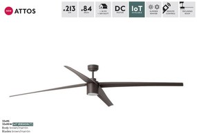 Lustra LED cu Ventilator si telecomanda design modern extra large ATTOS maro