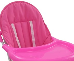 Scaun de masa inalt pentru copii, roz si alb Roz