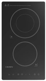 Plita ceramica incorporabila Crown VCP 32D, 3000W, Timer, Dubla, Ecran tactil, Negru