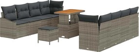 vidaXL Set de canapele pentru grădină cu pernă 11 pcs Gri poliratan