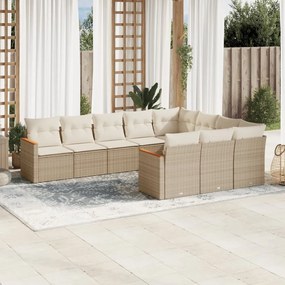 vidaXL Set canapele de grădină cu perne, 10 piese, bej, poliratan