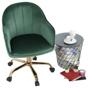 Fotoliu de birou, verde material Velvet /auriu, EROL