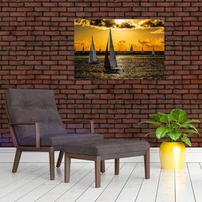 Tablou cu iaht în apus de soare (90x60 cm)