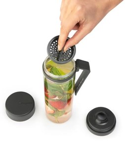 Sticla Brabantia Make&Take 1006278, 500 ml, Cu filtru, Protectie impotriva scurgerilor, Deschidere larga, Transparent/Gri inchis