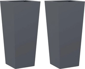 vidaXL Jardiniere de grădină, 2 buc., antracit, 35x35x75 cm, oțel