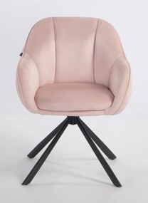 HR2055 BAZĂ STEA Scaun Roz Pudra din Catifea cu Bază Neagră