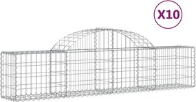 vidaXL Coșuri gabion arcuite 10 buc, 200x30x40/60 cm, fier galvanizat