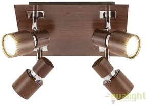Lustra, Plafoniera cu 4 spoturi, dim.25x25cm, finisaj wenge, Merkur 6008 RX
