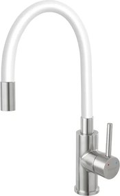 Baterie bucatarie cu pipa flexibila Ferro Zumba alb - inox