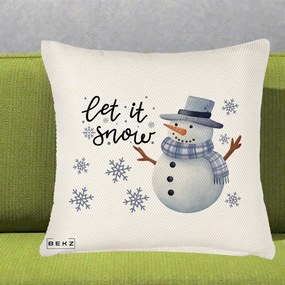 Perna Decorativa Let It Snow Om de Zapada, 40x40 cm, Crem Reliefat, Husa Detasabila, Perna Inclusa, BEKZ®