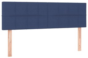 Pat continental cu saltea, albastru, 140x200cm, material textil Albastru, 140 x 200 cm, Cu blocuri patrate