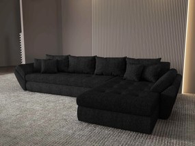 Colțar extensibil dumonde cu ladă de depozitare si sezut confortabil din spuma high-density, Loana XL Enjoy Negru II 335x185 cm