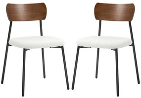 HOMCOM Set de 2 scaune de sufragerie cu șezut cu aspect de mohair, spătar curbat cu aspect de lemn, interior, crem | Aosom Romania