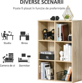 HOMCOM Bibliotecă Modernă cu 6 Cuburi, 65.5x30x97.5 cm, Culoare Stejar | Aosom Romania