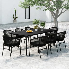 3099226 vidaXL Set mobilier de grădină, 9 piese, negru