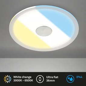 Briloner 7481019 - Plafonieră LED încastrată pentru baie, 12W, 230V, 3000/4000/6500K, IP44, alb