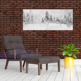 Tablou - Cerb lângă lac (120x50 cm)