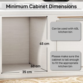 HOMCOM Coș de gunoi retractabil sub chiuvetă, 2 găleți de 20L, Gri | Aosom Romania