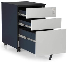 Comodă metalică 40 x 50 x 61 cm - 3 sertare, antracit - ral 7016