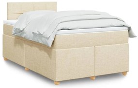 vidaXL Pat box spring cu saltea, crem, 120x200 cm, textil