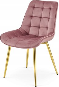 OFERTA Scaun de catifea roz inchis BERA cu picioare aurii II. calitate