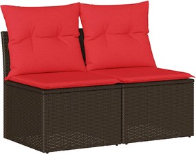 vidaXL Set canapele de grădină, 2 piese, cu perne, maro poliratan maro
