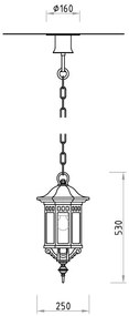 Pendul iluminat exterior din fier forjat, HL 2599, 25cm